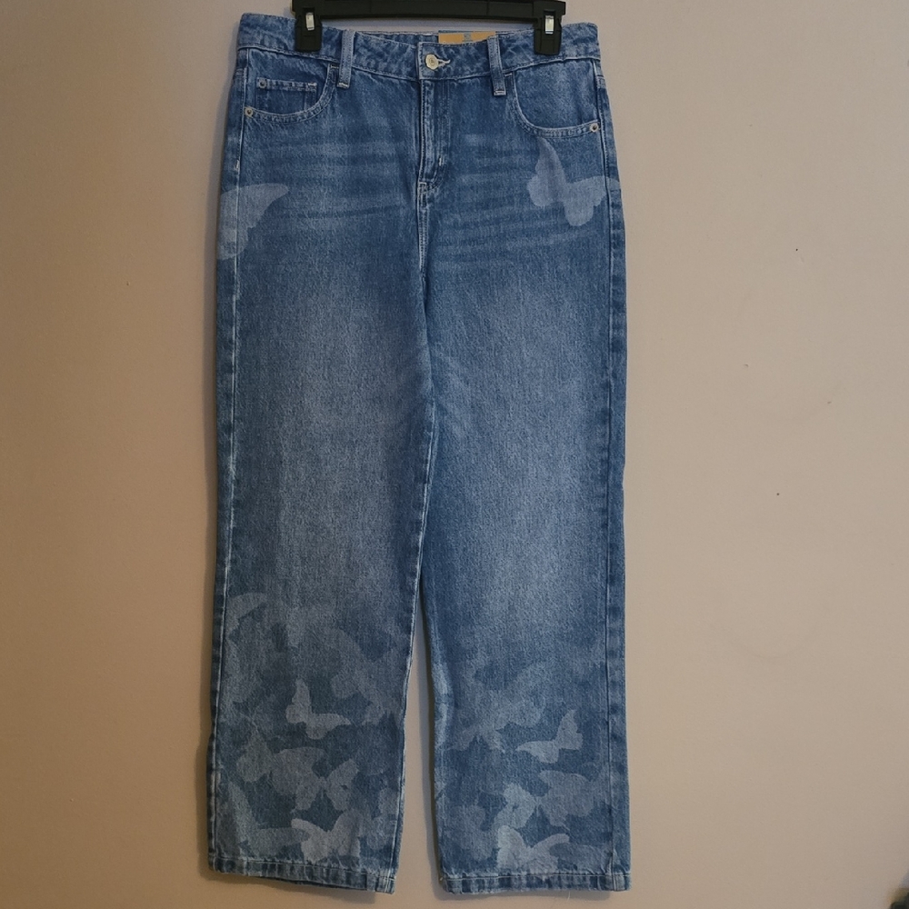 New Thereabouts Girls 14.5 Plus Adjustable Butterfly Print‎ Denim Jeans